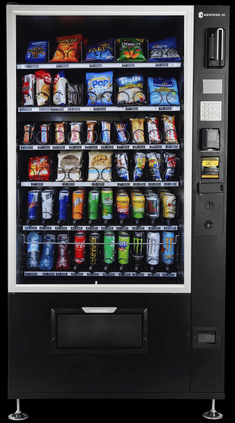 NEOVEND BASIC vending machine, fully stocked, with card reader and keypad